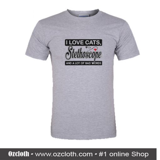 I Love Cats Stethoscope T-Shirt