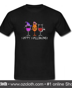 Happy hallowine halloween wine pumpkin T Shirt