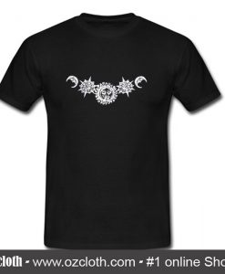 Black Sun Print Contrast Trim The Front T Shirt