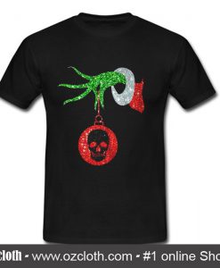 Grinch hand holding skull Christmas T Shirt