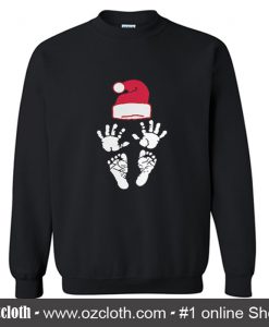 Hand Foot Prints Santa Hat Sweatshirt