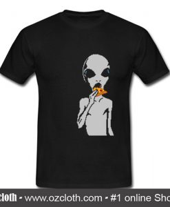 Alien Eating Pizza T Shirt