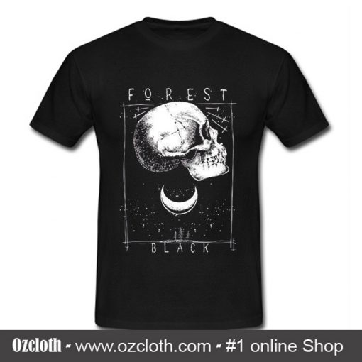 Black Forest Gothic Skull Moon Trees Night T Shirt (Oztmu)