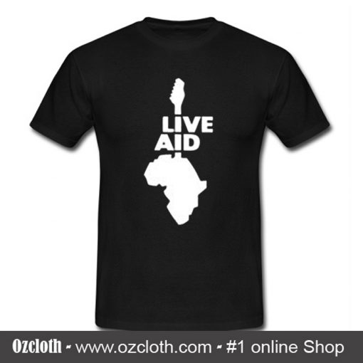 Live Aid Music Art Black T Shirt