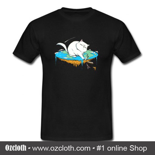 Flat Earth Cat T-Shirt (Oztmu)