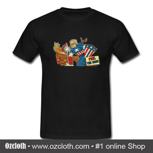 Bernie Sanders Captain America punch Donald Trump T Shirt (Oztmu)