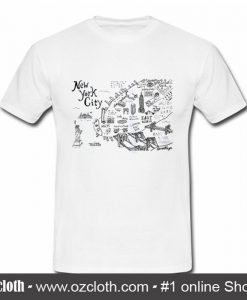 New York City Map Illustration and Wall Decal T Shirt (Oztmu)