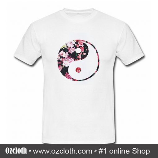 Flowers Yin Yang Art T Shirt (Oztmu)