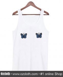 Blue Ribbed Butterfly Tanktop (Oztmu)