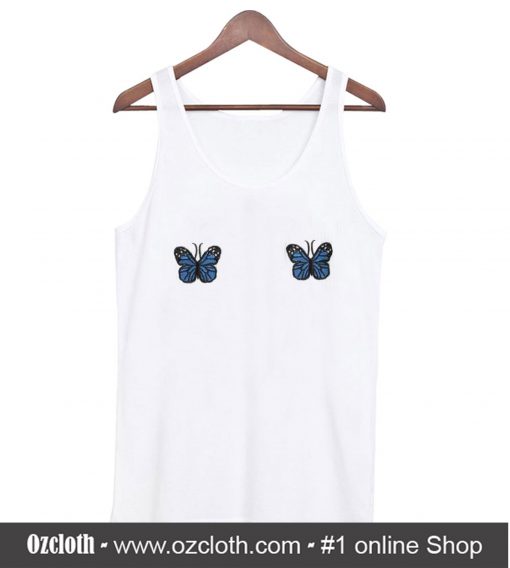 Blue Ribbed Butterfly Tanktop (Oztmu)