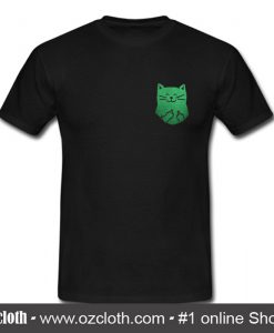 Cat Middle Finger Pocket T Shirt (Oztmu)