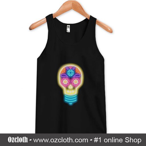 Neon sugar skull lightbulb Tank Top (Oztmu)
