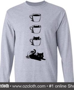 Black cat in the coffee Sweatshirt (Oztmu)