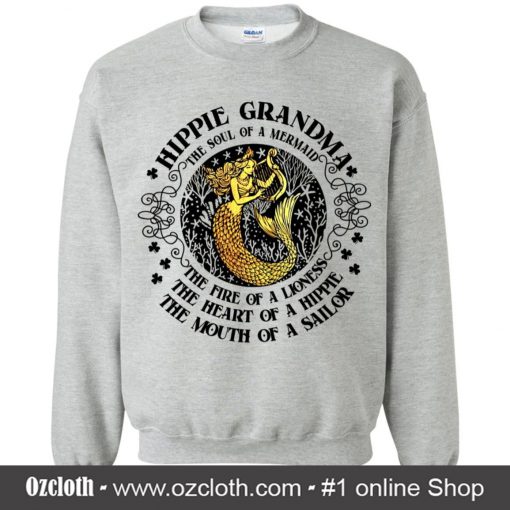 Hippie Grandma White Sweatshirt (Oztmu)
