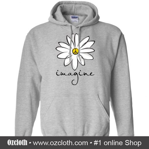 Imagine White Flower Hippie Peace White Hoodie (Oztmu)