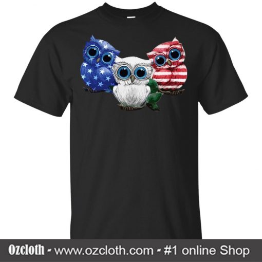 Owl American Flag T Shirt (Oztmu)