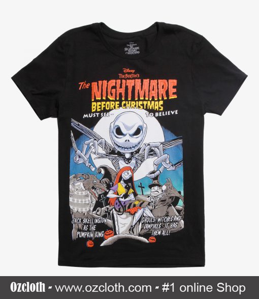 The Nightmare Before Christmas Vintage Movie Poster T-Shirt (Oztmu)