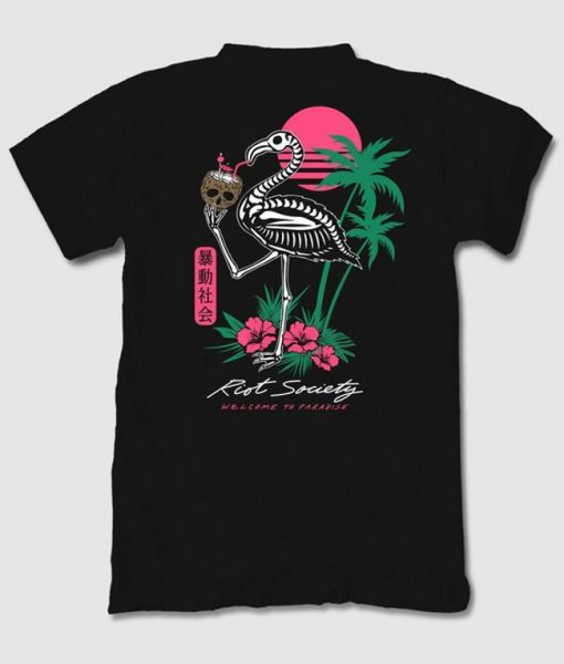 Tropical Skeleton Flamingo T-Shirt (Oztmu)