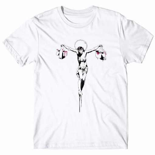 Banksy Jesus Shopping Bag T Shirt (Oztmu)