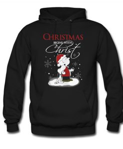 Snoopy and Charlie Brown christmas begins with christ Hoodie (Oztmu)