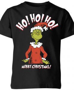 The Grinch Ho Ho Ho Smile Kids Christmas T-Shirt (Oztmu)