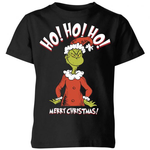 The Grinch Ho Ho Ho Smile Kids Christmas T-Shirt (Oztmu)