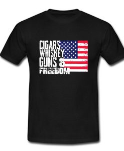 American Flag Cigars Whiskey Guns And Freedom T-Shirt (Oztmu)