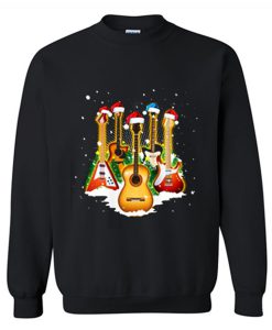 Guitar Wearing Santa Hat Christmas Sweatshirt (Oztmu)