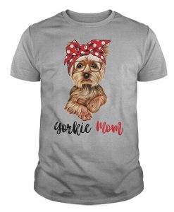 Yorkie Mom Leopard Bandana T-Shirt (Oztmu)