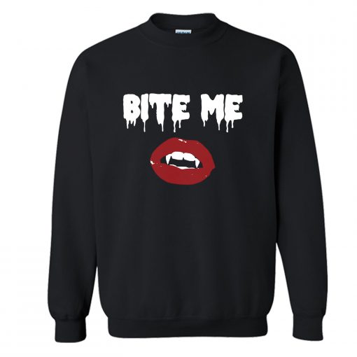 Bite Me Vampire Lips Black Sweatshirt (Oztmu)