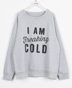 I Am Freaking Cold Letter Printing Sweatshirt (Oztmu)