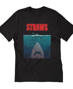 Straws Turtles Jaws Shark T Shirt (Oztmu)