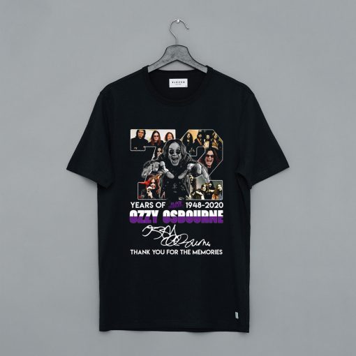 72 years of Black Sabbath 1948 2020 Ozzy Osbourne thank you for the memories signature T-Shirt (Oztmu)