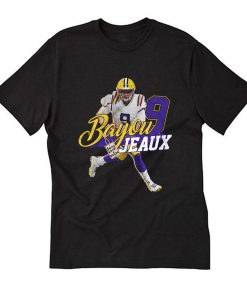 Joe-Burrow No. 9 Bayou Jeaux LSU Football QB Jersey T Shirt (Oztmu)