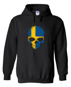 Swedish Flag Splatter Skull Hoodie (Oztmu)