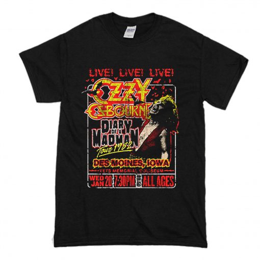 Ozzy Osbourne Diary Of A Madman Tour Poster T-Shirt (Oztmu)