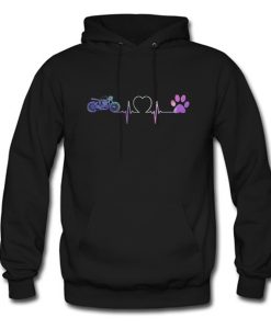 Heartbeat Motorcycle and Dog paw Hoodie (Oztmu)