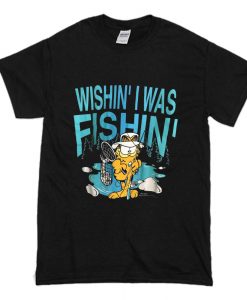 Wishin' I Was Fishin' Vintage 70s Garfield Fishing T-Shirt (Oztmu)