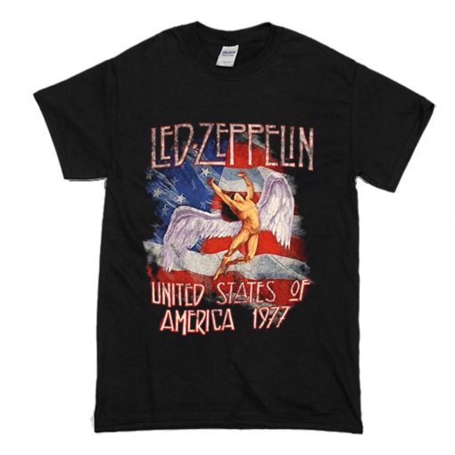 Led Zeppelin Men's America 1977 T-Shirt (Oztmu)