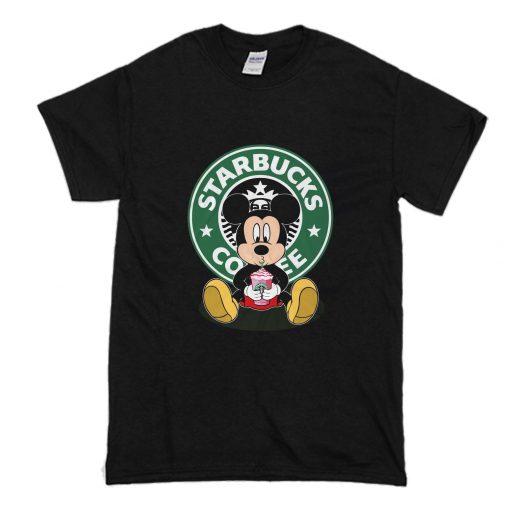 Mickey Mouse Drinking Starbucks T-Shirt (Oztmu)