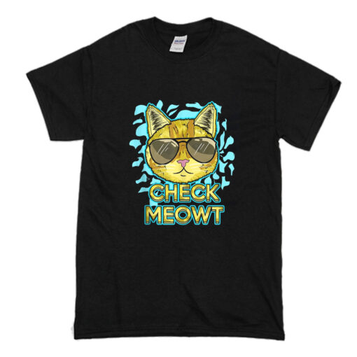 Cat Pun Humor Cool Kitten Love Check Meowt T Shirt (Oztmu)