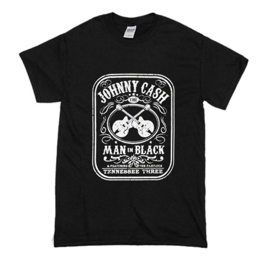 Johnny Cash The Man In Black Featuring The Fabulous Tennessee Three T-Shirt (Oztmu)