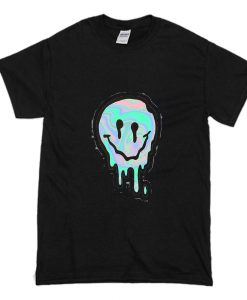 Smiley Face Melt Black Graphic T-Shirt (Oztmu)