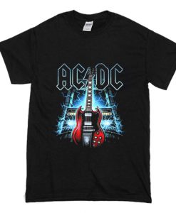 Acdc - Red Thunder Guitar T Shirt (Oztmu)