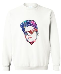 Bruno Mars Face Typography Lyric Famous American Singer Sweatshirt (Oztmu)