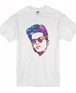 Bruno Mars Face Typography Lyric Famous American Singer T-Shirt (Oztmu)