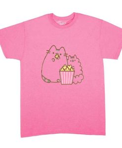 Pusheen The Cat And Stormy Enjoying Popcorn Junior T-Shirt (Oztmu)