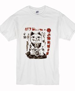 Lucky Cat Chinese Maneki Neko T Shirt (Oztmu)