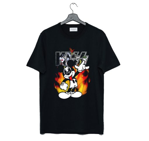 Kiss Mickey Mouse Band Black T-Shirt (Oztmu)