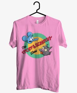 The Itchy And Scratchy Show Light Pink T Shirt (Oztmu)